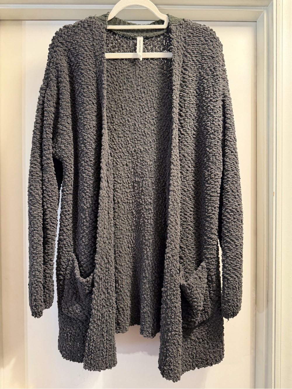 Zenana Outfitters Dark Charcoal Textured Open-Front Cardigan 1X